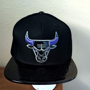 Mitchell & Ness Black Cap with Purple Bull Design